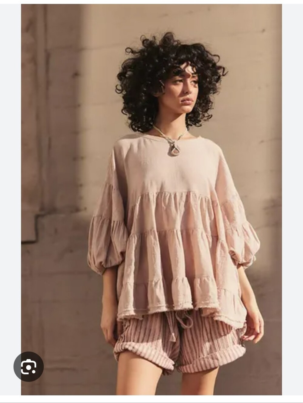 Free PeopleValados Magna Soft Beige Tiered Peasant Tunic Boho Style Size S